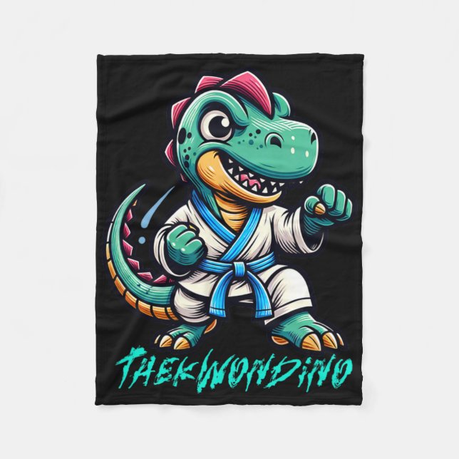 Couverture Polaire Funny Martial Arts Karate Taekwondo Dino Animal Cu (Devant)