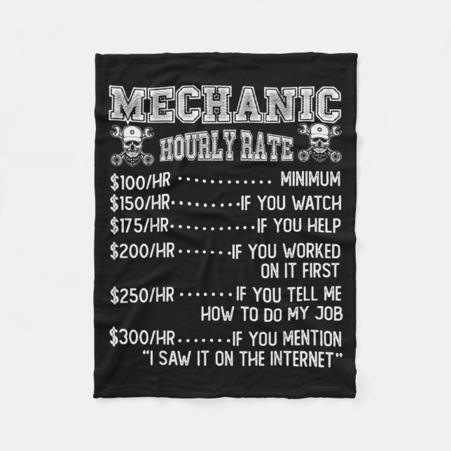Couverture Polaire Funny Mechanic Hourly Rate Joke Design  (Devant)