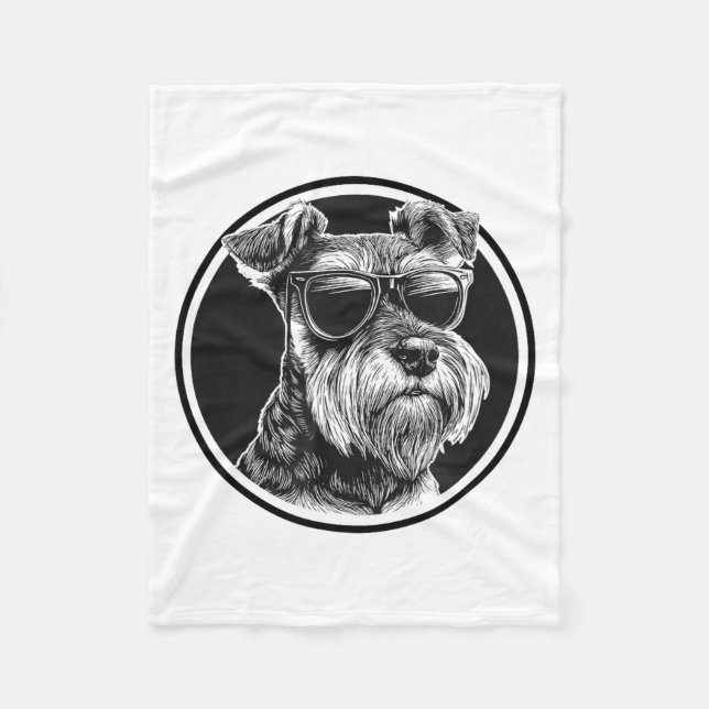 Couverture Polaire Funny Mens Womens Sungles Logo Miniature Schnauzer (Devant)