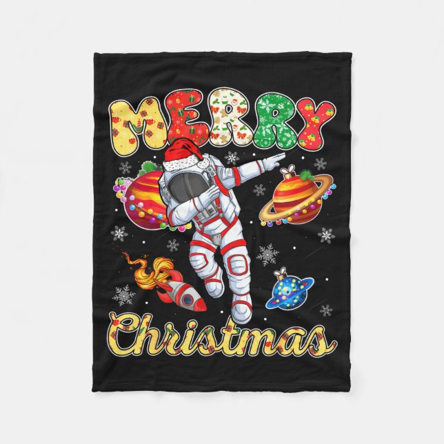 Couverture Polaire Funny Merry Christmas Astronaut Dabbing Space Snow (Devant)