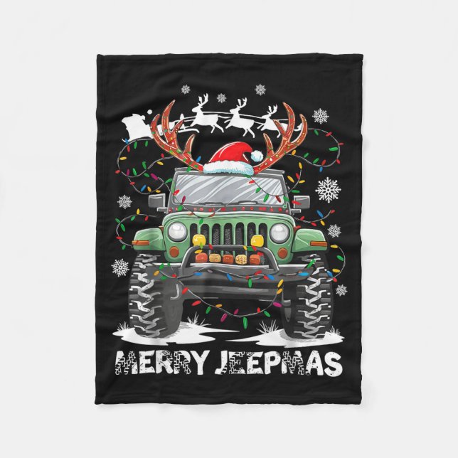 Couverture Polaire Funny Merry Jeepmas Ugly Light Reindeer Christmas  (Devant)