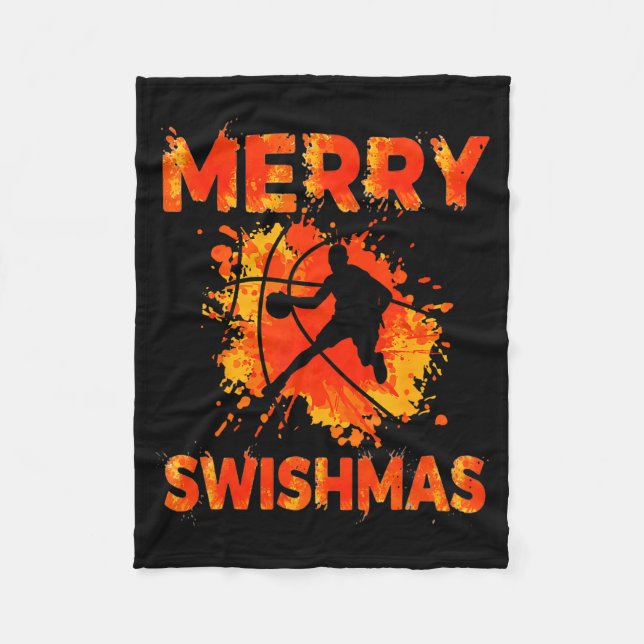 Couverture Polaire Funny Merry Swishmas Ugly Christmas Basketball Pla (Devant)