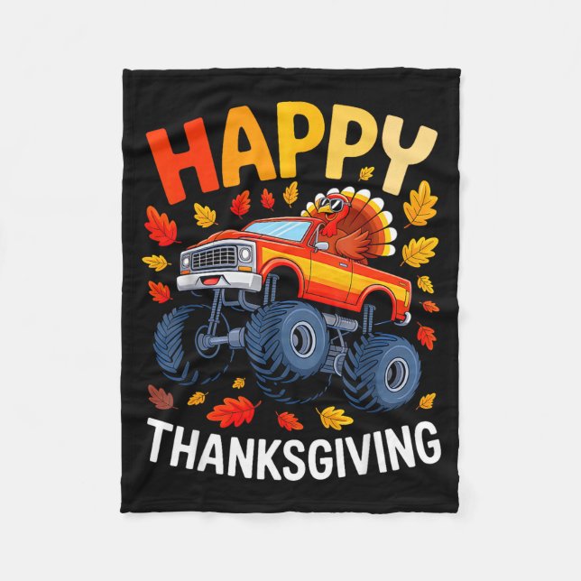 Couverture Polaire Funny Monster Truck Turkey Happy Thanksgiving For  (Devant)