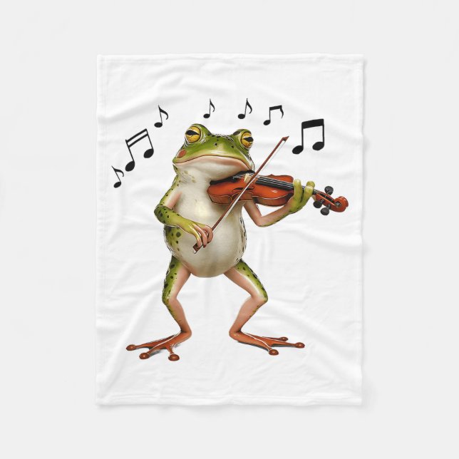 Couverture Polaire Funny Musician Violinist Cute Frog Playing Violin  (Devant)