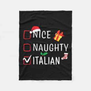 Couverture Polaire Funny Naughty Nice Italien Noël Famille Pajama