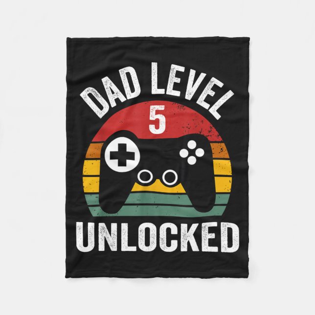 Couverture Polaire Funny New Dad Shirt Dad Level 5 Unlocked For 5 Kid (Devant)