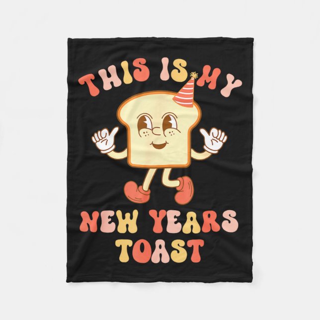 Couverture Polaire Funny New Year's Toast Bread Pun Retro Hipe  (Devant)