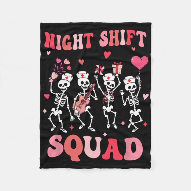Couverture Polaire Funny Night Shift Squad Nurses Skeleton Dancing Va (Devant)