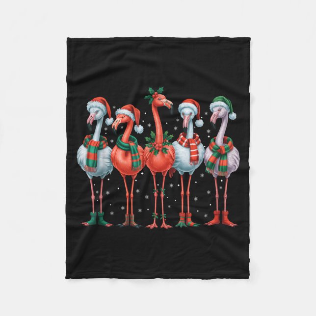Couverture Polaire Funny Nk Flamingos Merry Christmas Tree Xmas Snowf (Devant)