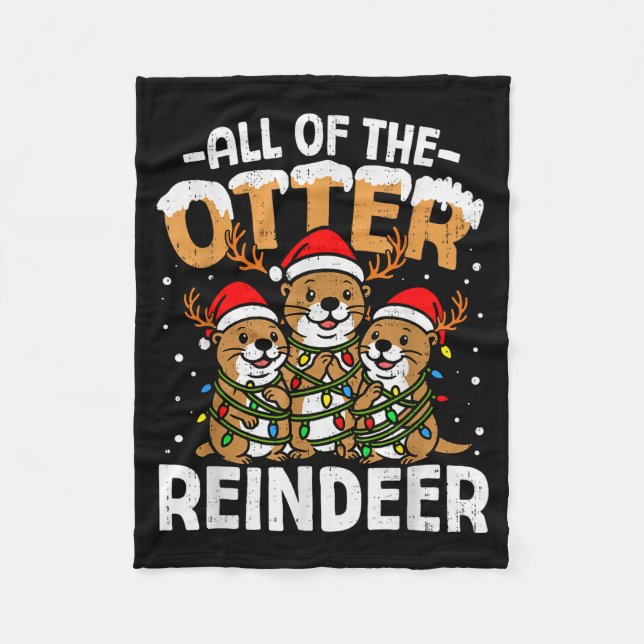Couverture Polaire Funny Otter Reindeer Santa Christmas Animal Pun Xm (Devant)
