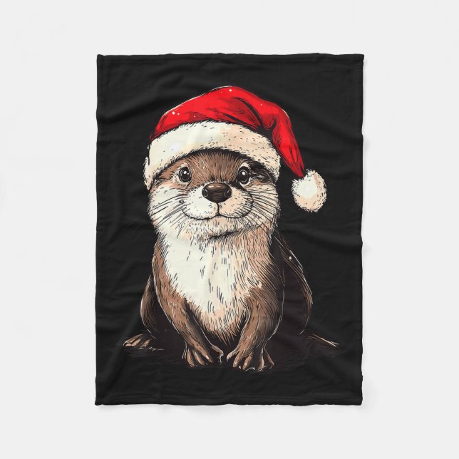Couverture Polaire Funny Otter Santa Hat Xmas Otter Lovers Christmas  (Devant)