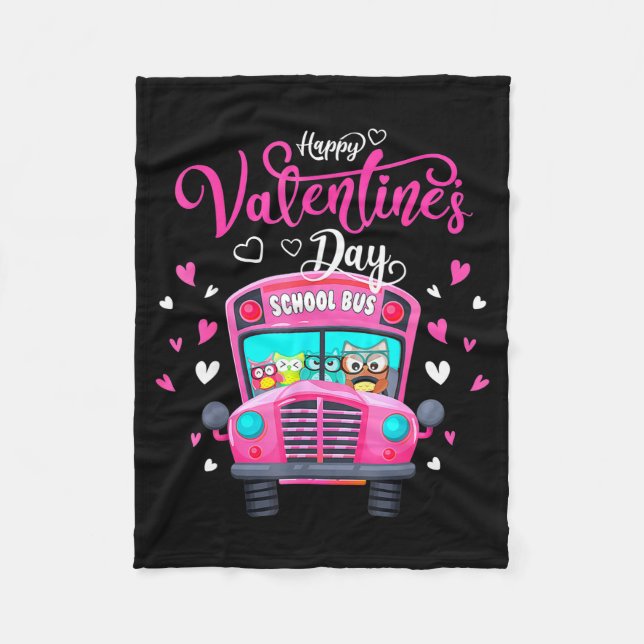 Couverture Polaire Funny Owls School Bus Driver Happy Valentines Day  (Devant)