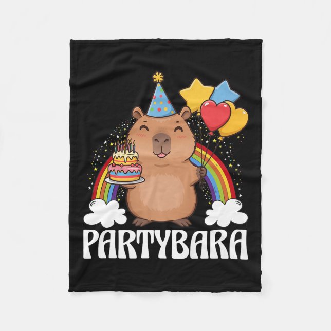 Couverture Polaire Funny Partybara Capybara Joyeux Enfants d'Annivers (Devant)