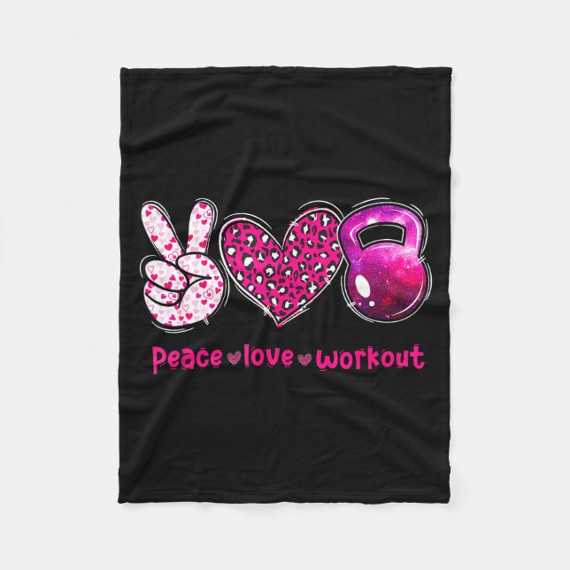 Couverture Polaire Funny Peace Love Workout Gym Lifting Gymer Valenti (Devant)