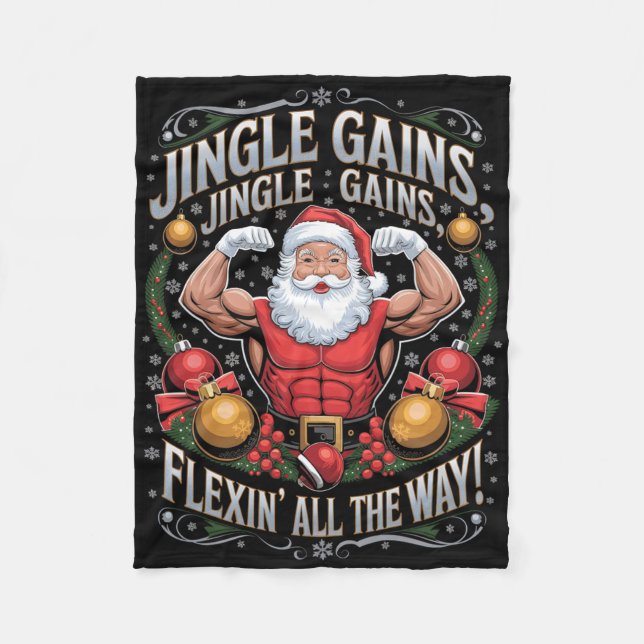 Couverture Polaire Funny Père Noël Christmas Gym Workout Motivational (Devant)