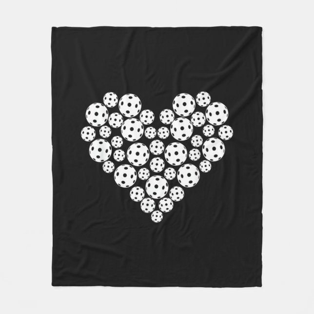 Couverture Polaire Funny Pickleball Love Heart Shape Valentine (Devant)