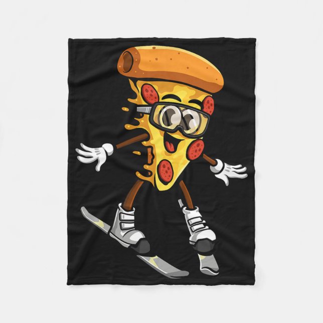 Couverture Polaire Funny Pizza Ski Cheesy Pie Foodie Skiing Instructo (Devant)