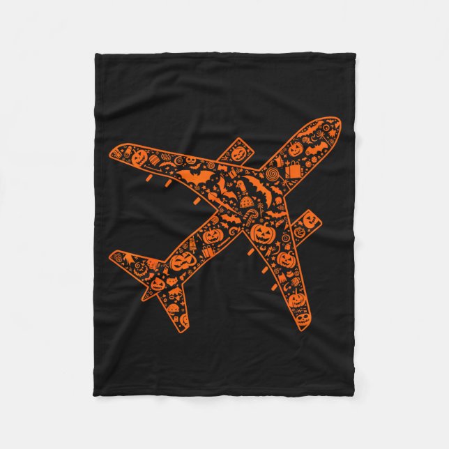 Couverture Polaire Funny Pumpkin Airplane Candy Halloween Mens Womens (Devant)