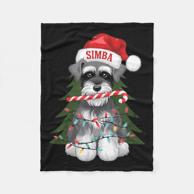 Couverture Polaire Funny Puppy Dog Christmas Holiday With Candy Cane  (Devant)