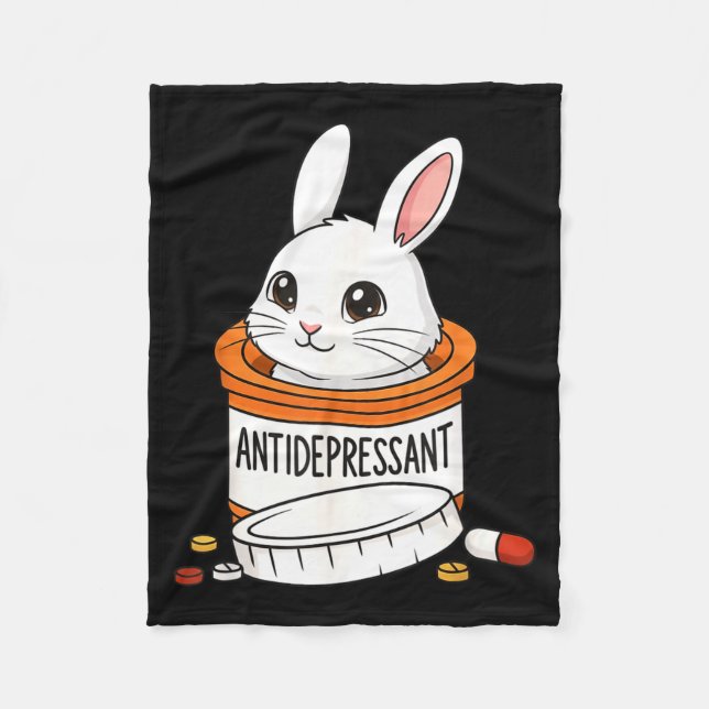 Couverture Polaire Funny Rabbit Bunny Anti Depressant Zoo Boys Girls  (Devant)