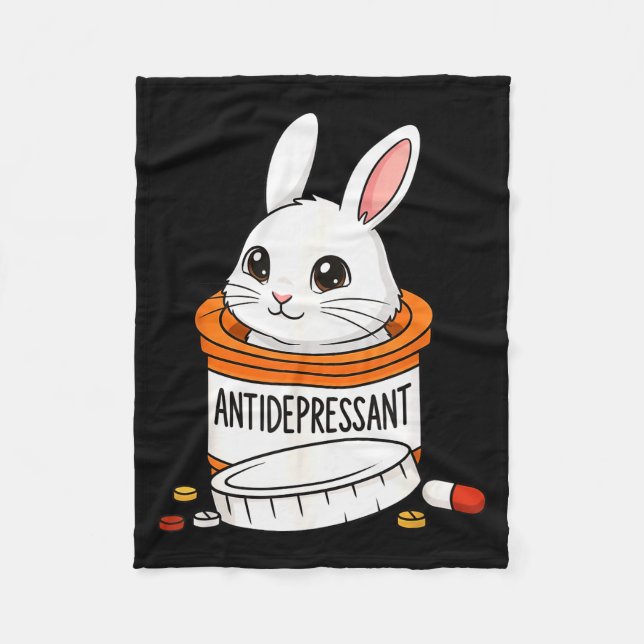 Couverture Polaire Funny Rabbit Bunny Anti Depressant Zoo Boys Girls  (Devant)