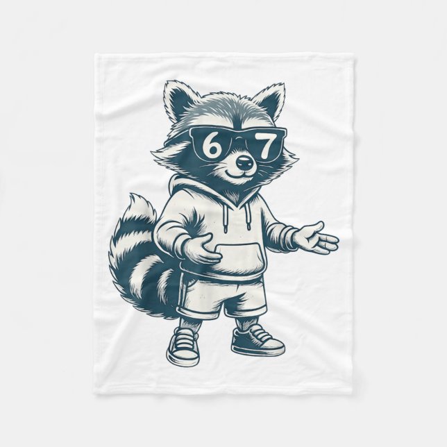 Couverture Polaire Funny Raccoon 67 Meme Six Seven  (Devant)