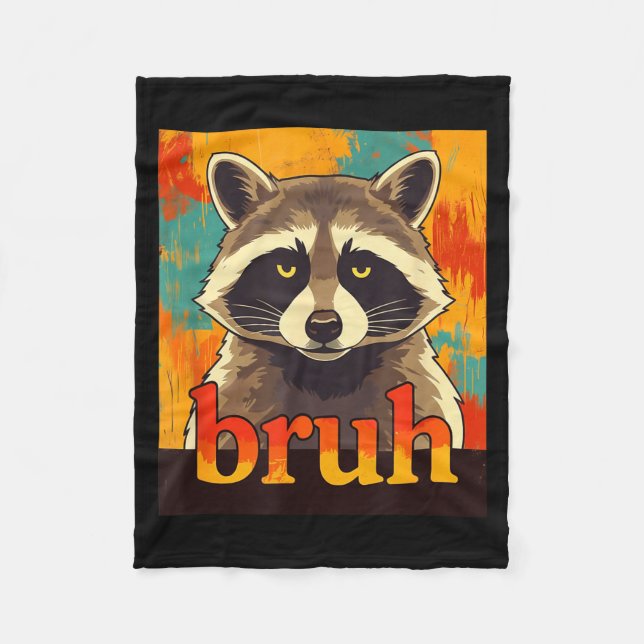Couverture Polaire Funny Raccoon Bruh Meme Teens Boys Girls Men Graph (Devant)