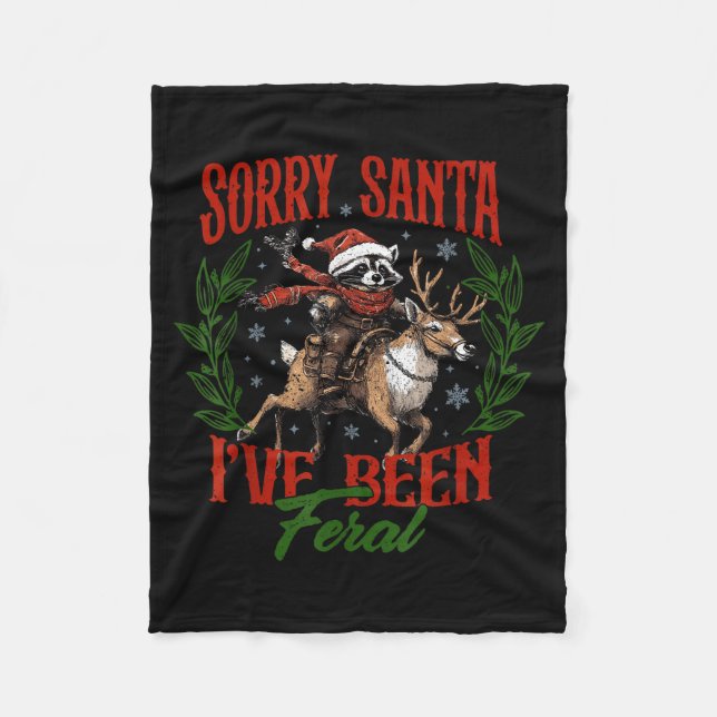 Couverture Polaire Funny Raccoon Christmas Holiday Sorry Santa I've B (Devant)