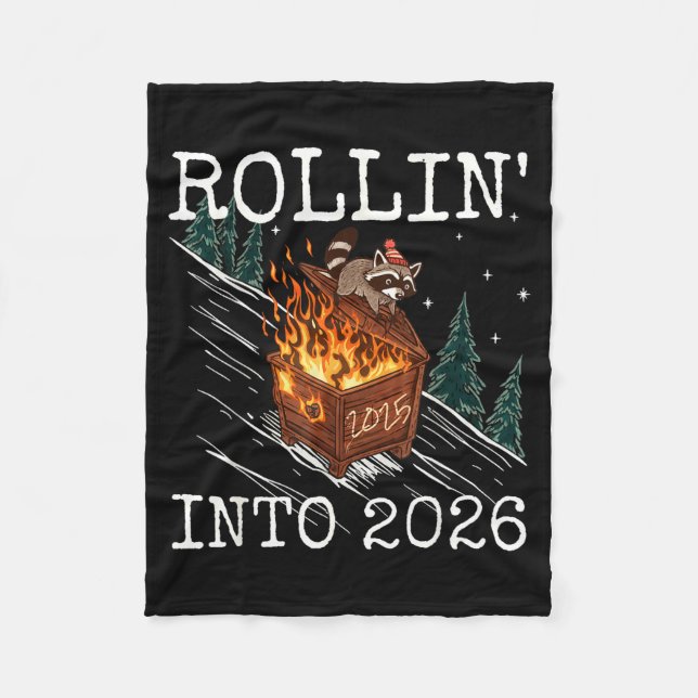 Couverture Polaire Funny Raccoon Rolling Into 2026 Retro New Year 202 (Devant)