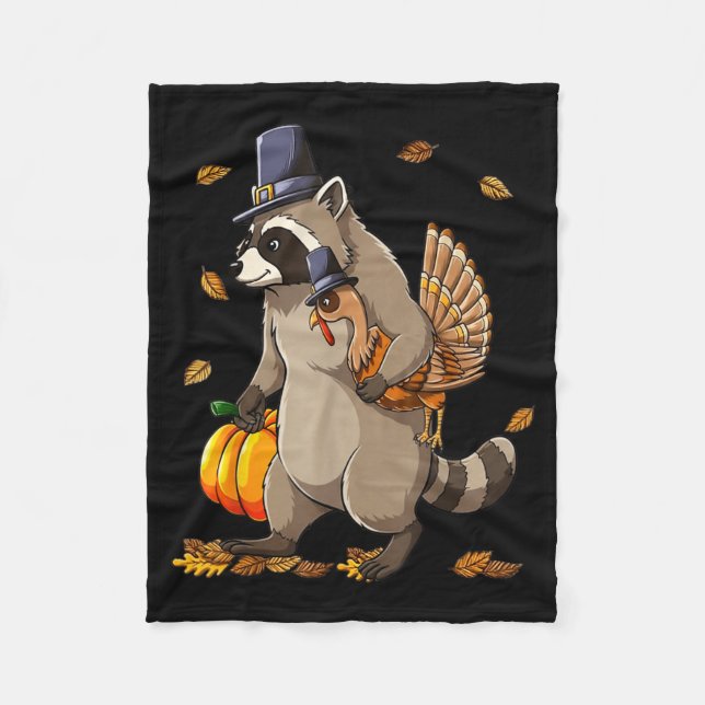 Couverture Polaire Funny Raccoon Turkey Pumpkin Thanksgiving Gift Men (Devant)