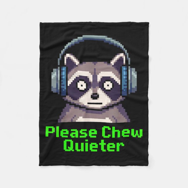 Couverture Polaire Funny Raccoon Xel Art Please Chew Quieter Gamer He (Devant)