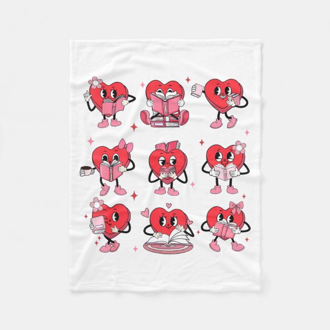 Couverture Polaire Funny Reading Heart Book Valentines Day Teacher Wo (Devant)