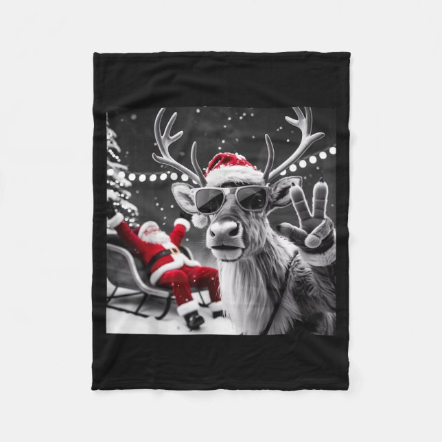 Couverture Polaire Funny Reindeer Selfie Christmas  (Devant)