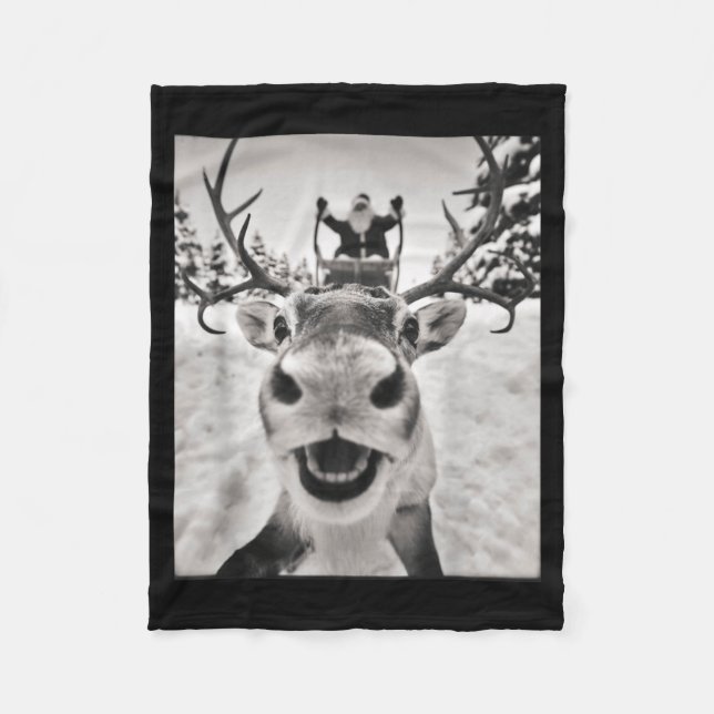 Couverture Polaire Funny Reindeer Selfie Christmas Santa Funny Kids  (Devant)