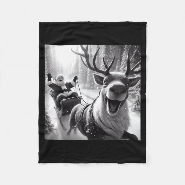 Couverture Polaire Funny Reindeer Selfie Santa Christmas Shirts Men W (Devant)