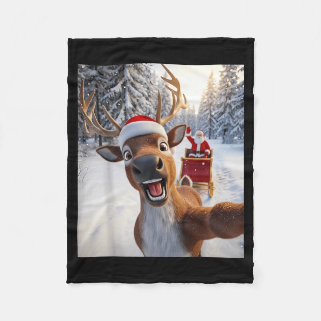 Couverture Polaire Funny Reindeer Selfie Santa Merry Christmas Men Wo (Devant)