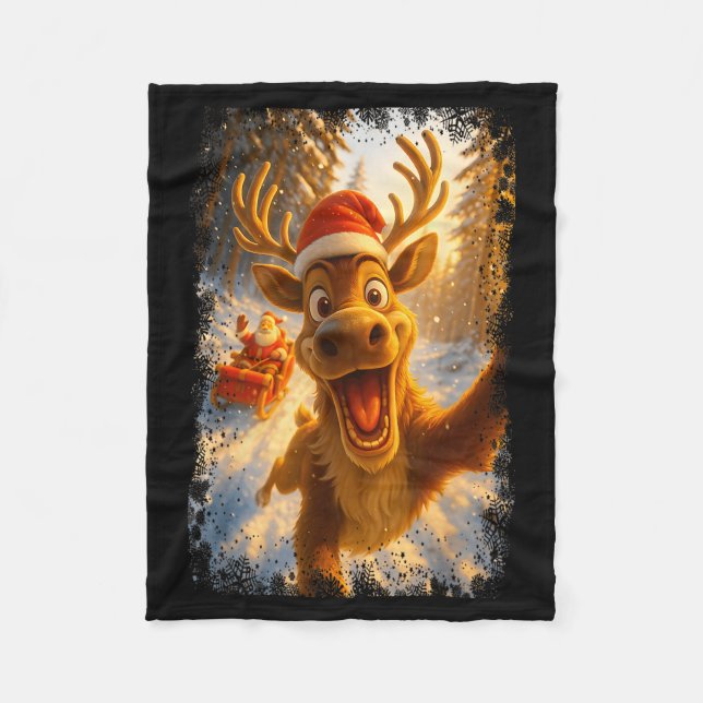 Couverture Polaire Funny Reindeer Selfie Santa Merry Christmas Men Wo (Devant)