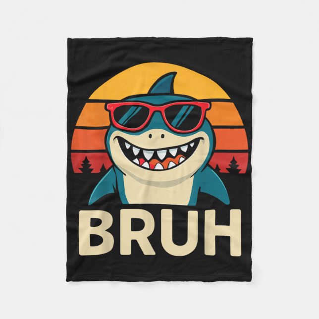 Couverture Polaire Funny Requin Bruh avec Mème Sungles (Devant)
