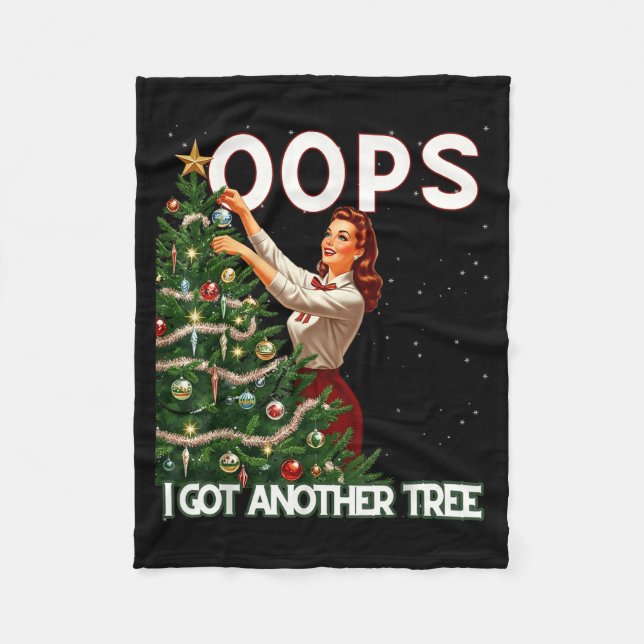 Couverture Polaire Funny Retro Christmas Oops I Got Another Tree  (Devant)