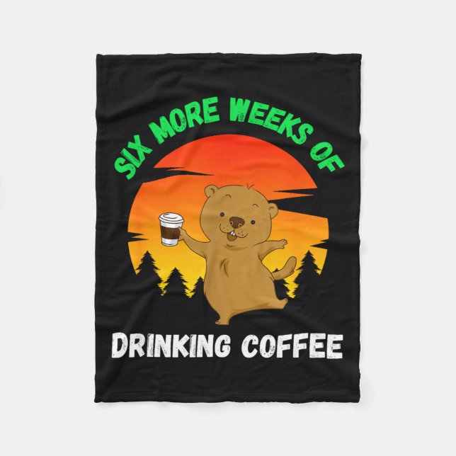 Couverture Polaire Funny Retro Groundhog Day 2022 Meme, Coffee Drinki (Devant)