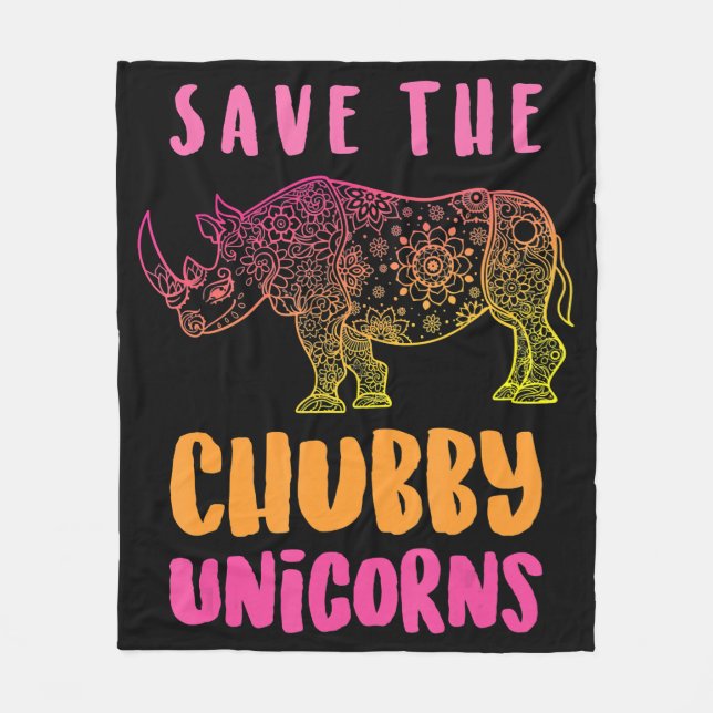 Couverture Polaire Funny Rhino Sauver Chubby Unicorns Droits des anim (Devant)