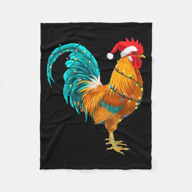 Couverture Polaire Funny Rooster Chicken Santa Christmas Lights Farme (Devant)