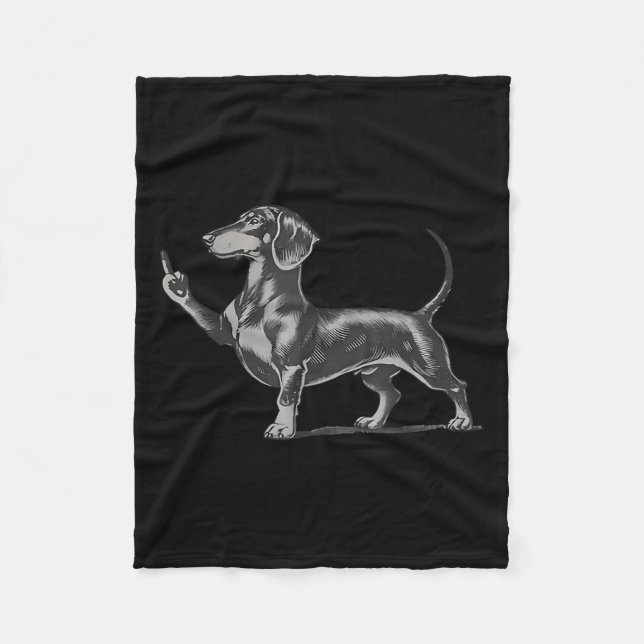 Couverture Polaire Funny Rude Black Dachshund Dog Meme Middle Finger  (Devant)