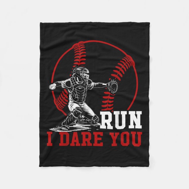 Couverture Polaire Funny Run Stesl Je ose Vous Baseball Catcher Playe (Devant)