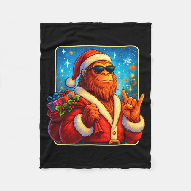 Couverture Polaire Funny Santa Bigfoot Christmas Sasquatch Xmas Boys  (Devant)
