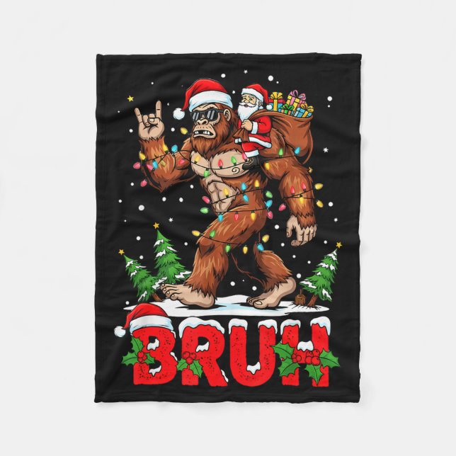 Couverture Polaire Funny Santa Bigfoot Sasquatch Rock Christmas Xmas  (Devant)