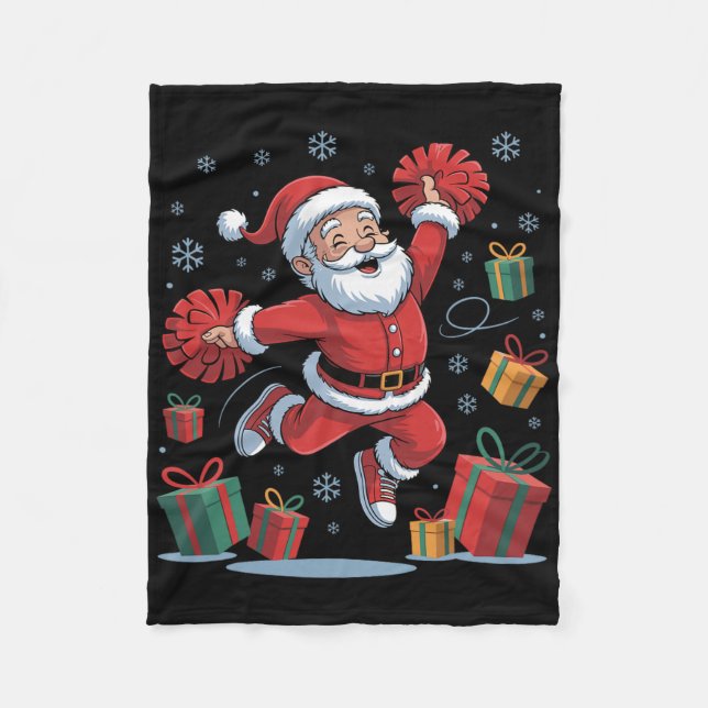 Couverture Polaire Funny Santa Cheering Cheerleading Christmas Xmas P (Devant)