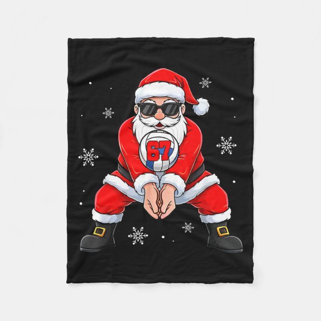Couverture Polaire Funny Santa Claus Playing Volleyball Six Seven Chr (Devant)