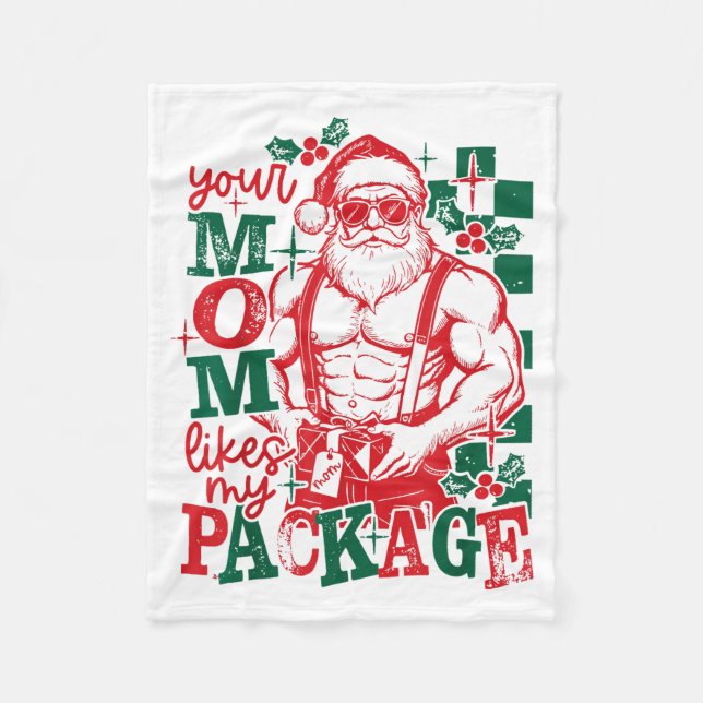 Couverture Polaire Funny Santa Claus Your Mom Like My Package Christm (Devant)