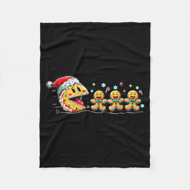Couverture Polaire Funny Santa Cookies Chasing Gingerbread Christmas  (Devant)